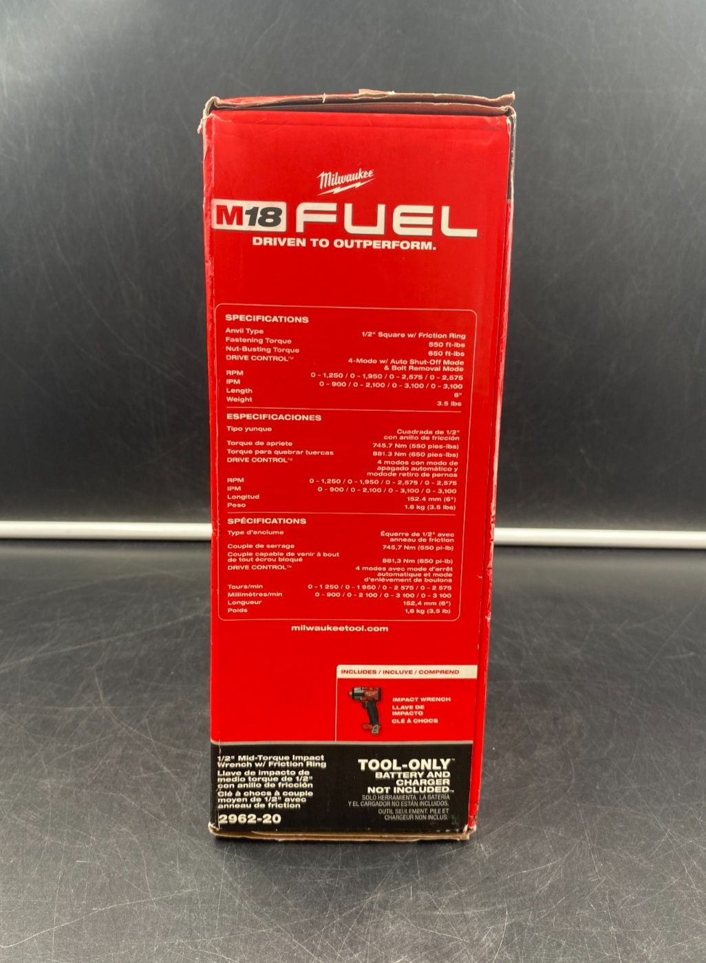 Milwaukee 2962-20 M18 Fuel 1/2" Mid-Torque Impact Wrench w/ Friction Ring - NEW