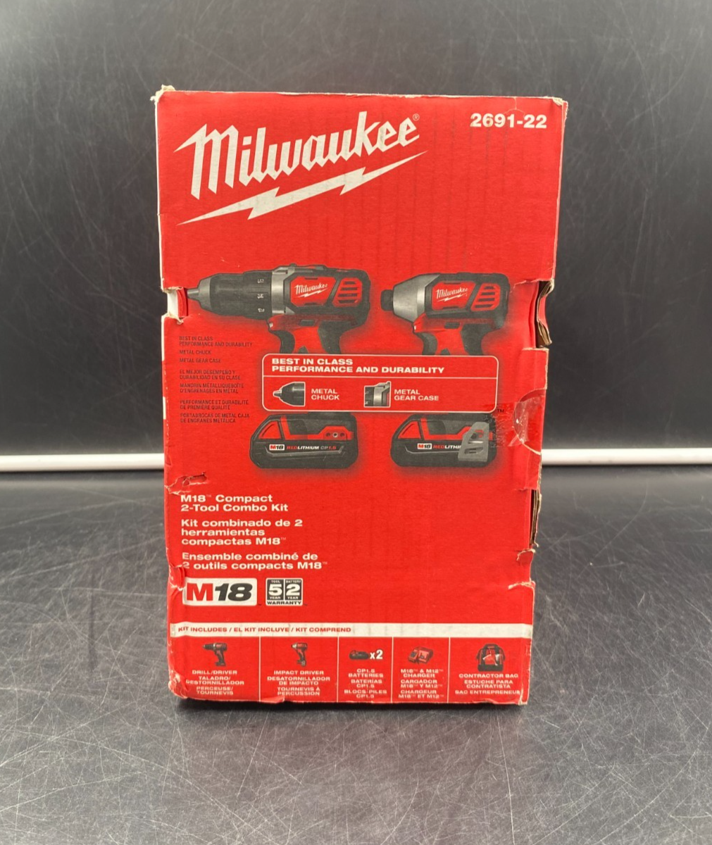 Milwaukee 2691-22 M18 Cordless Lithium-Ion Compact 2-Tool Combo Kit - NEW