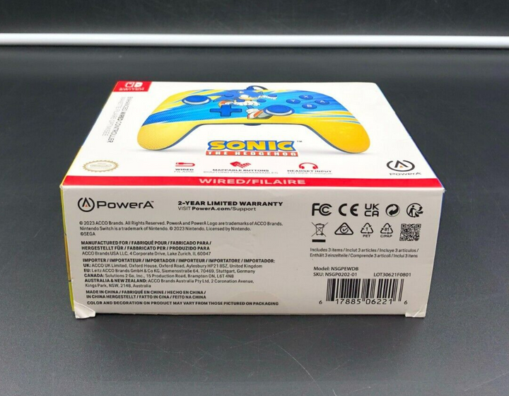 PowerA Nintendo Switch Sonic The Hedgehog Enhanced Wired Controller - NEW