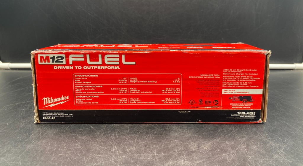 Milwaukee 2486-20 M12 Fuel 1/4" Straight Die Grinder (Tool-Only) - NEW