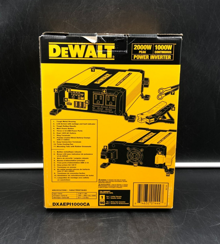 DeWalt DXAEPI1000CA 1000W Power Inverter - NEW OPEN BOX