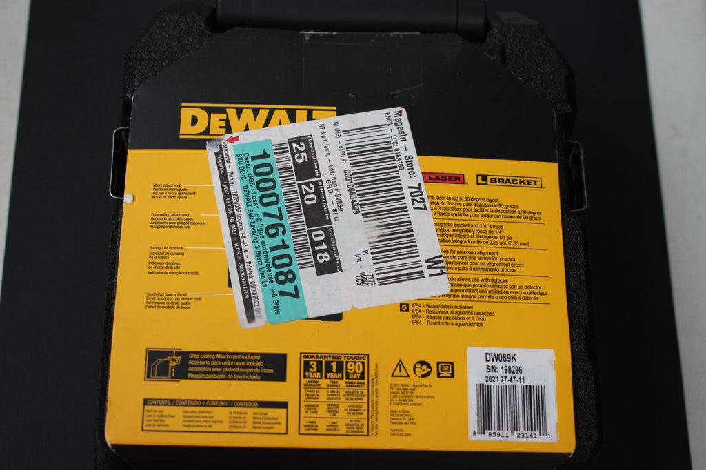 Dewalt 165’ DW089K Red Cross Line  90* Laser DW089K Brand New ~~