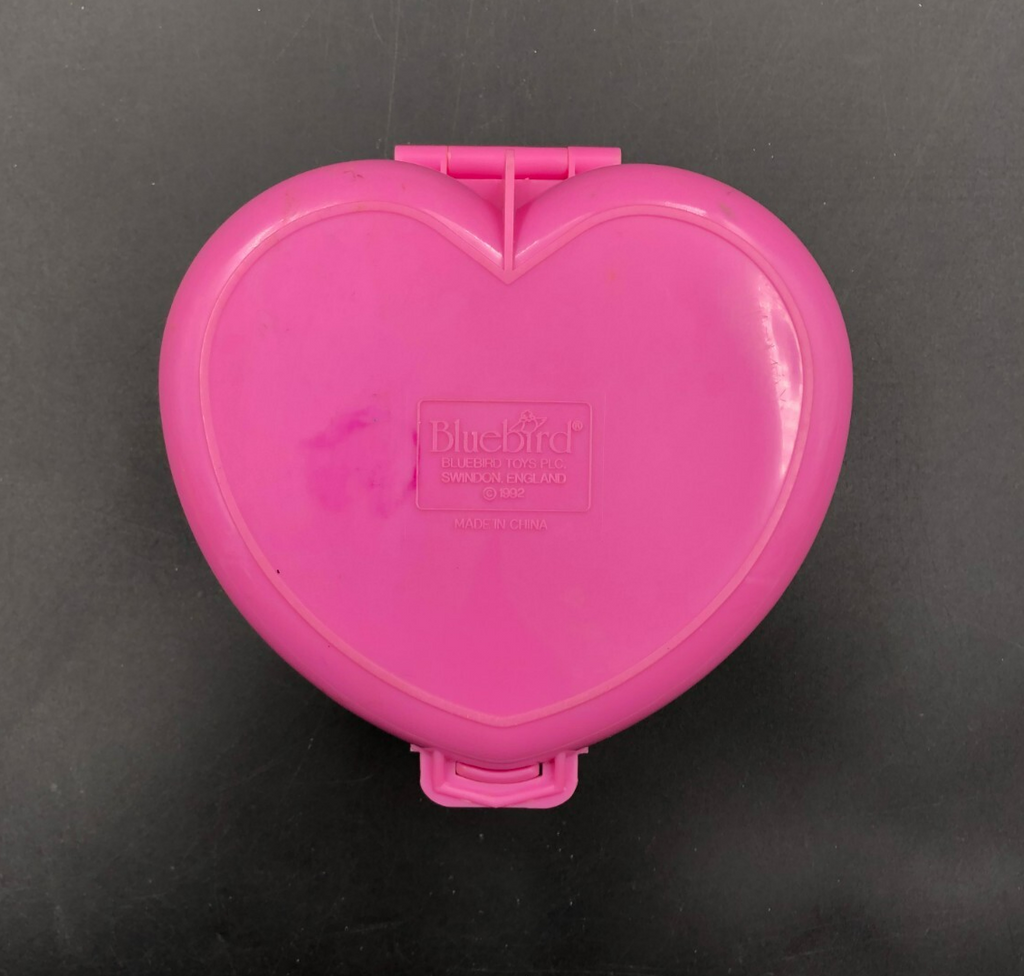 1992 Polly Pocket Pink Heart Playset with Horse Carriage + Reindeer Minifigures