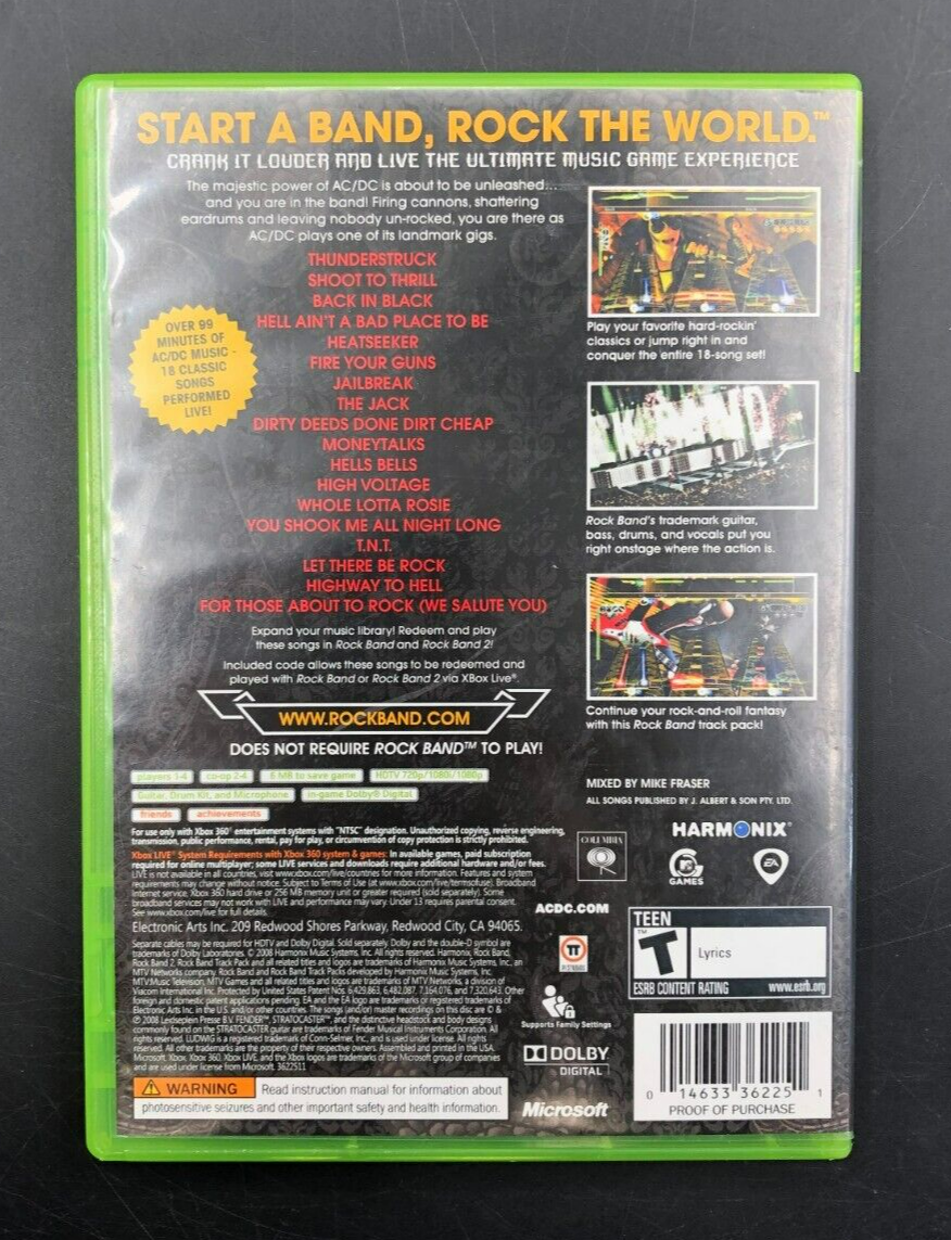 ACDC Live Rock Band Track Pack (XBOX 360) w/ Manual