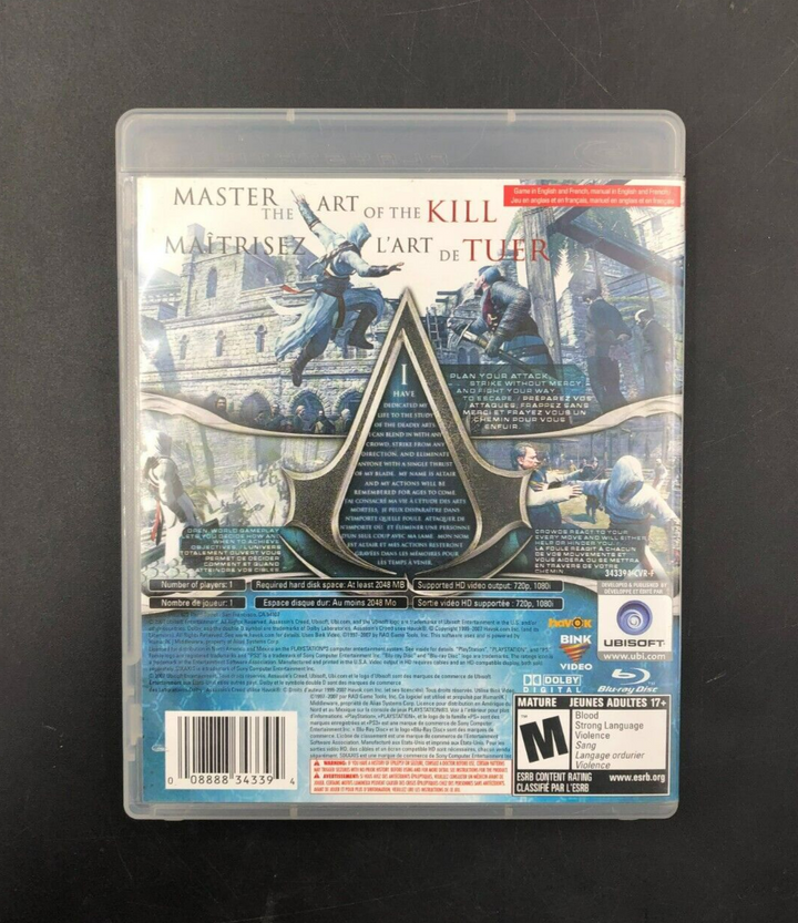 Assassin's Creed (PlayStation 3, PS3) w/ EN/FR Manuals
