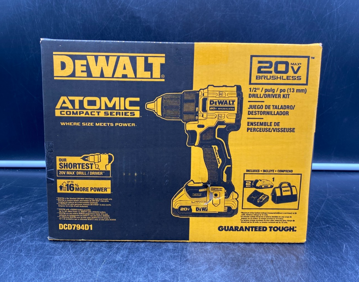 DeWalt DCD794D1 20V Max Brushless Atomic 1/2" Drill/Driver Kit - NEW