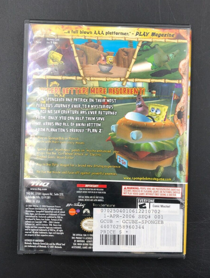 Spongebob Squarepants The Movie (Nintendo GameCube)