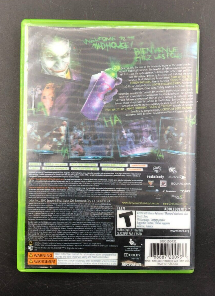 Batman: Arkham Asylum - Game of the Year Edition 3D Cover (XBOX 360) w/ Manual
