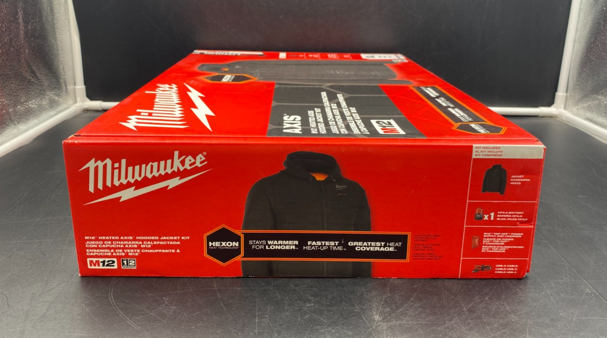 Milwaukee M102B-21XL M12 Heated Axis Hooded Jacket Kit Black Size XL - NEW