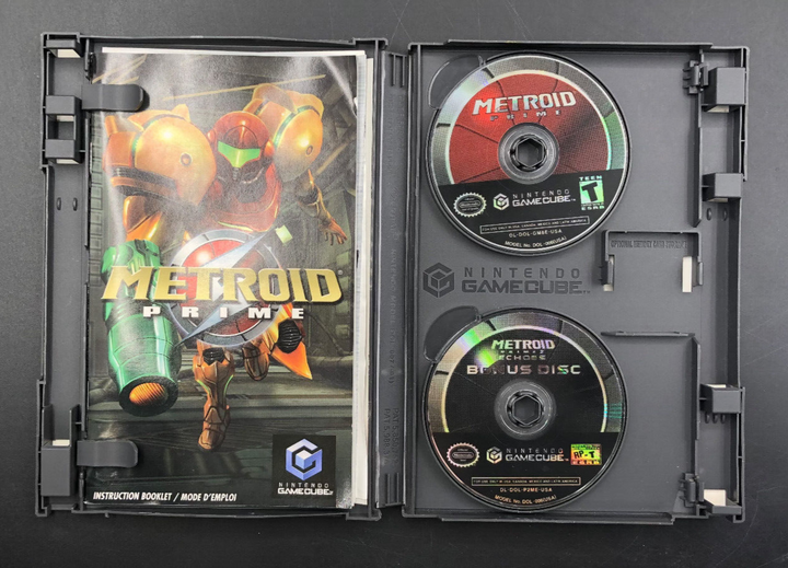 Metroid Prime + Echoes (Nintendo GameCube, GC) Complete + Bonus Disc