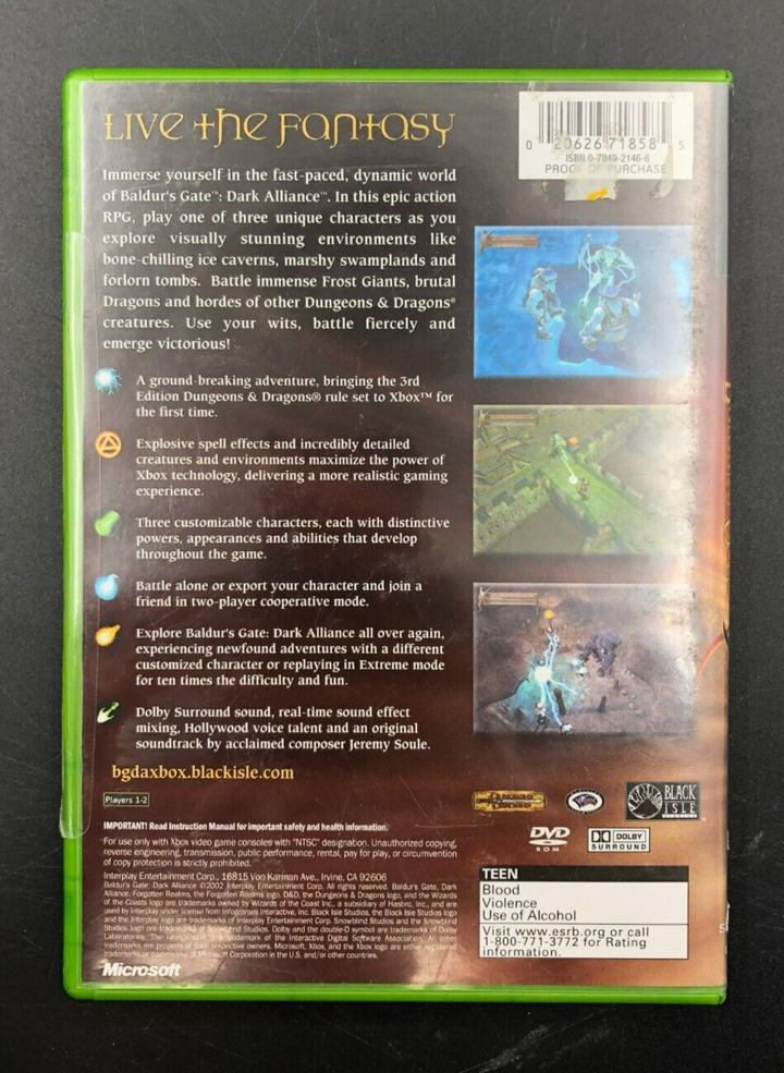 Baldur's Gate Dark Alliance XBOX