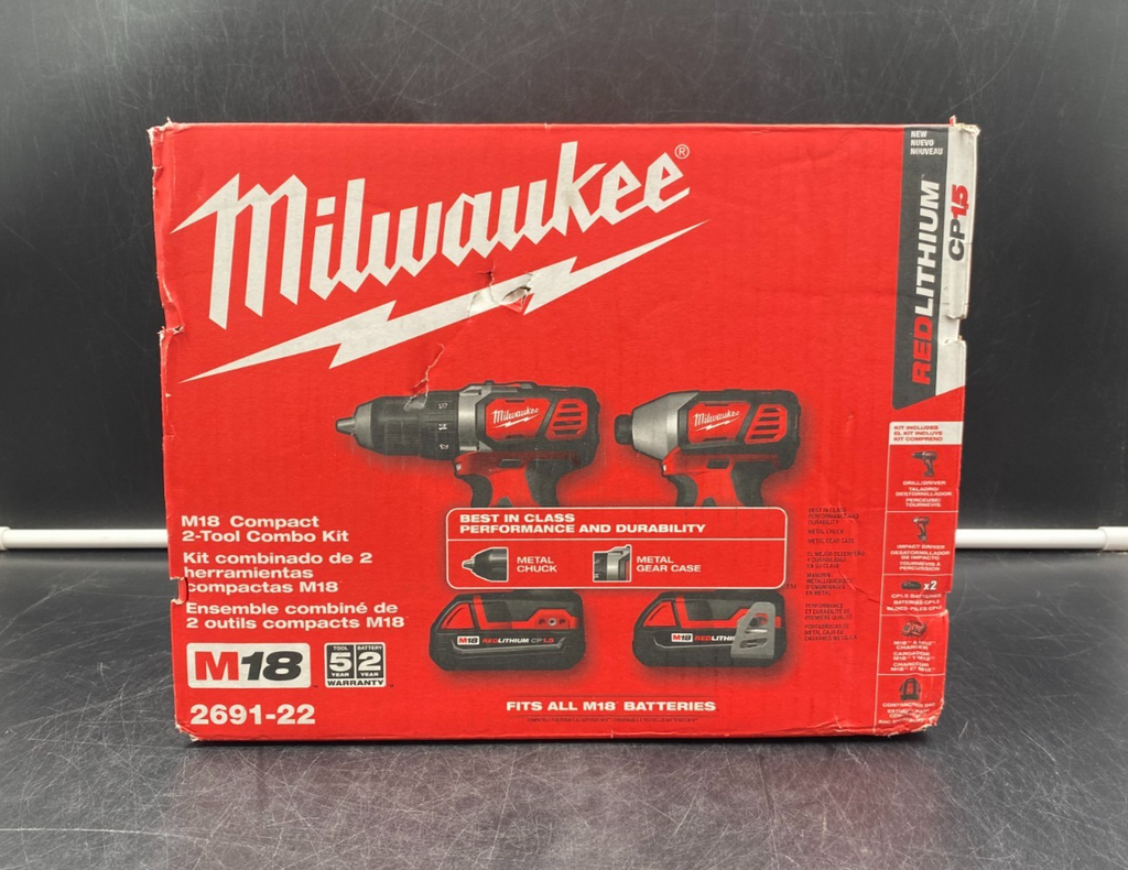Milwaukee 2691-22 M18 Cordless Lithium-Ion Compact 2-Tool Combo Kit - NEW