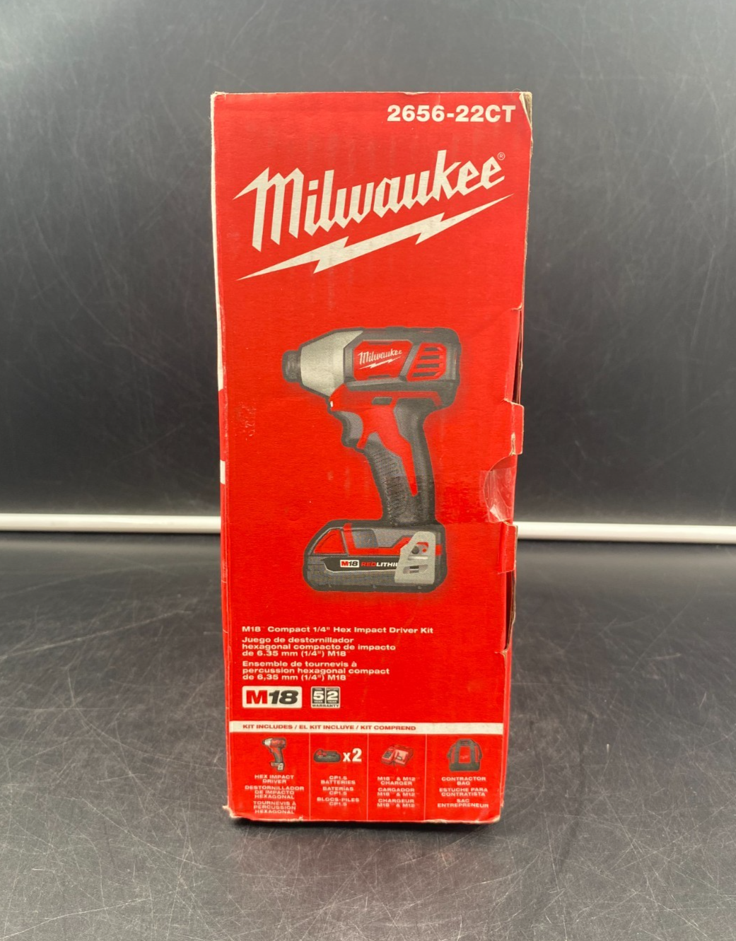 Milwaukee 2656-22CT M18 RedLithium Compact 1/4" Hex Impact Driver Kit - NEW