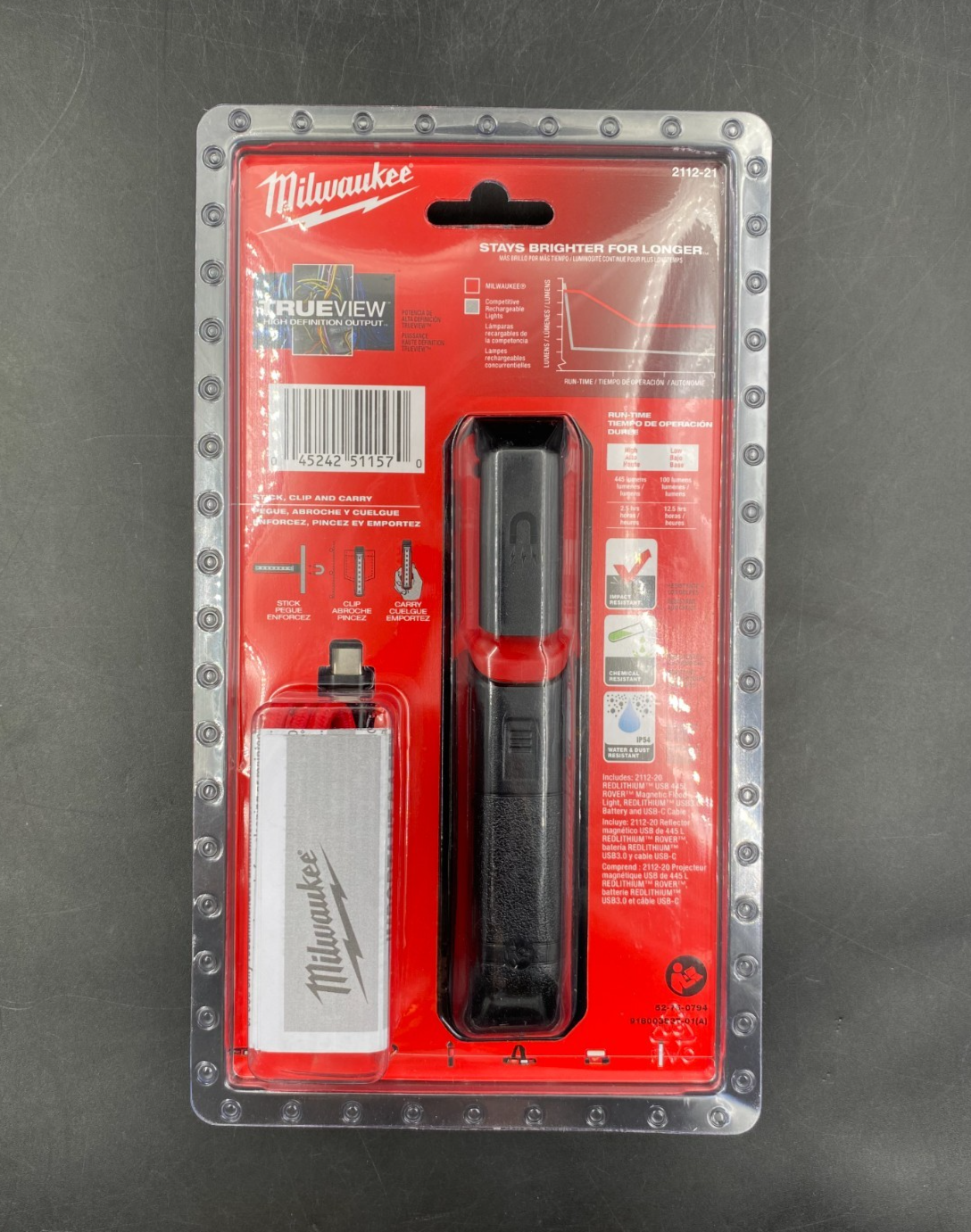 Milwaukee 2112-21 RedLithium USB 3.0 445L Rover Magnetic Flood Light - NEW