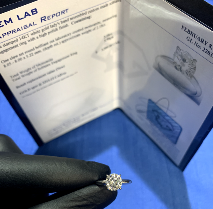 14KT White Gold Lady's Custom Made Solitaire Engagement Ring with Appraisal