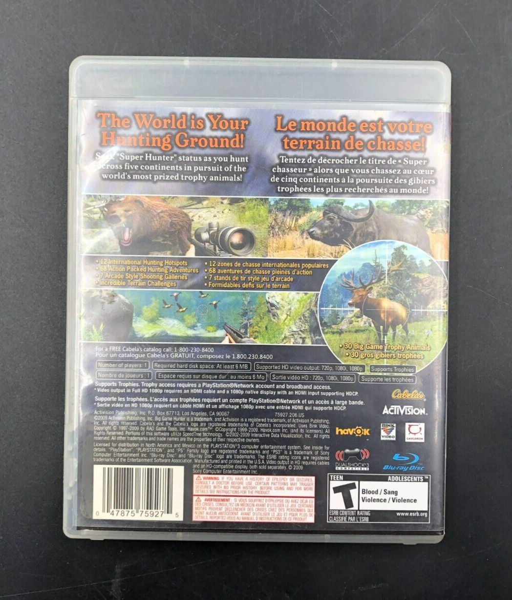 Cabela's Big Game Hunter 2010 (PlayStation 3, PS3) w/ EN/FR Manuals