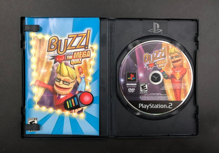 Buzz! The Mega Quiz (PlayStation 2, PS2) w/ EN/FR Manuals