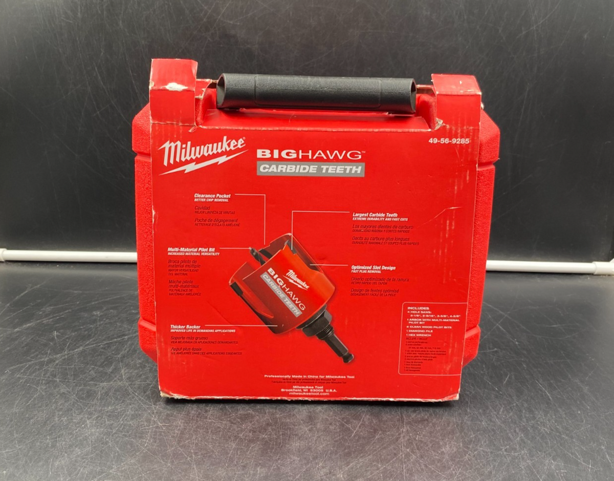 Milwaukee 49-56-9285 8pc Plumber's Hole Saw Kit Big Hawg Carbide Teeth - NEW