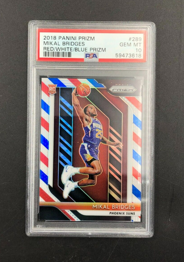 2018-19 Panini Red/White/Blue Prizm Mikal Bridges RC Rookie Card PSA 10 GEM MINT