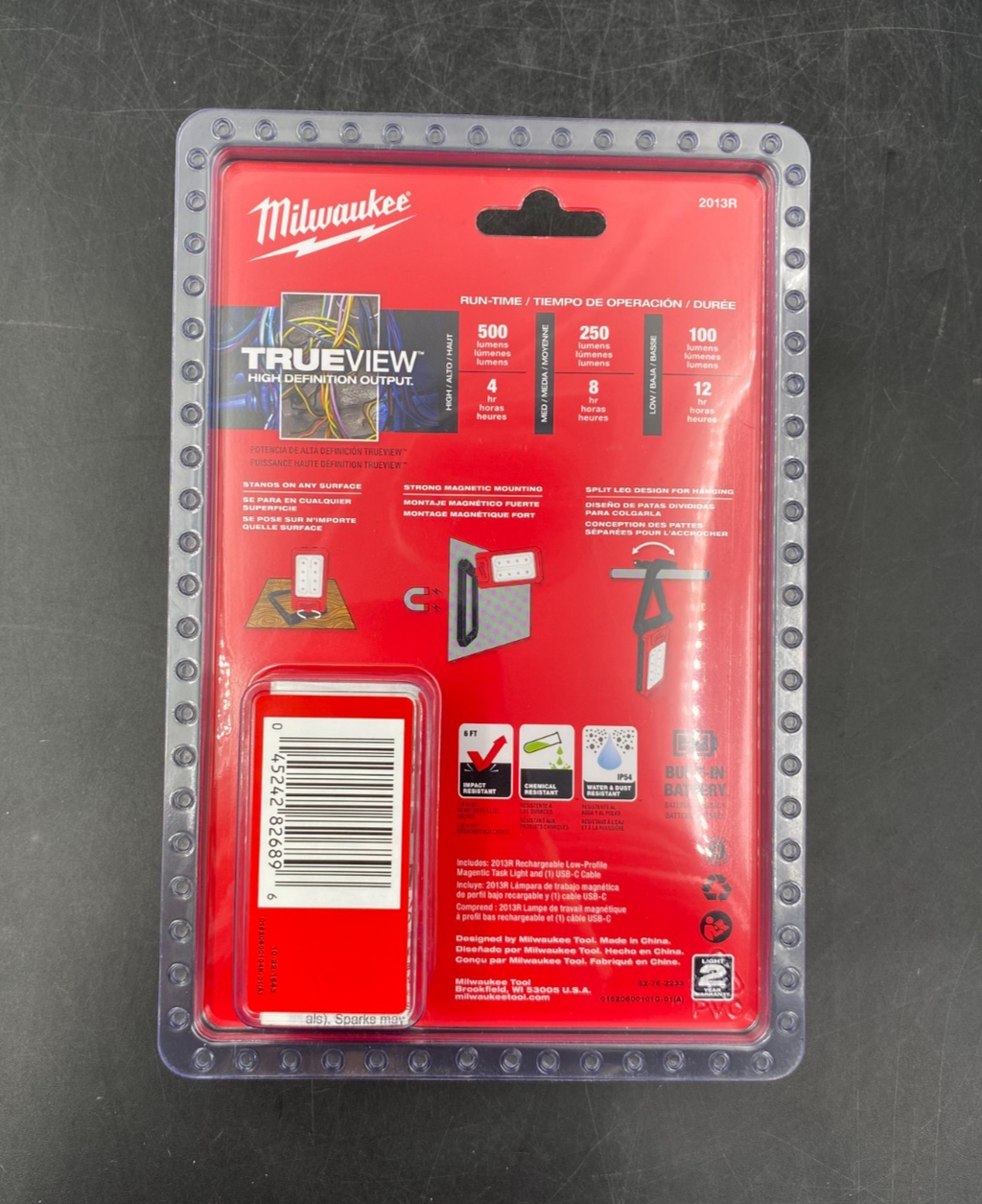 Milwaukee 2013R Rechargeable 500L Low-Profile Magnetic Task Light - NEW