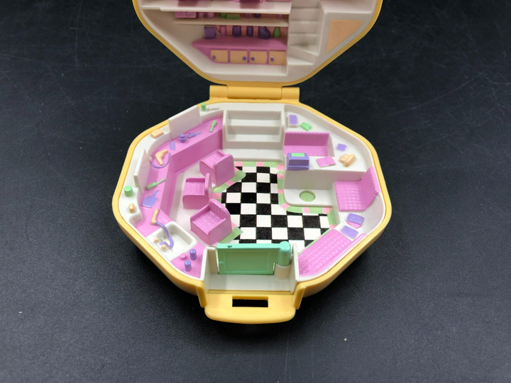 1990 Polly Pocket Yellow Octagon Hair Salon Playset - Bluebird - No Figures
