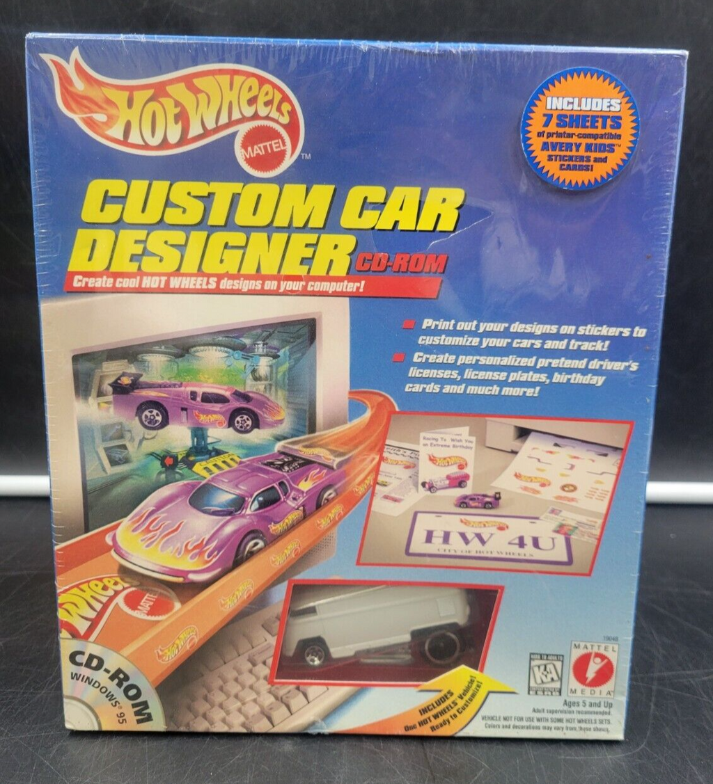 1997 Mattel HOT WHEELS Custom Car Designer CD-ROM *NEW, SEALED*