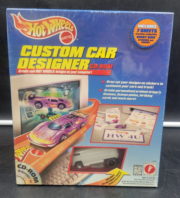 1997 Mattel HOT WHEELS Custom Car Designer CD-ROM *NEW, SEALED*