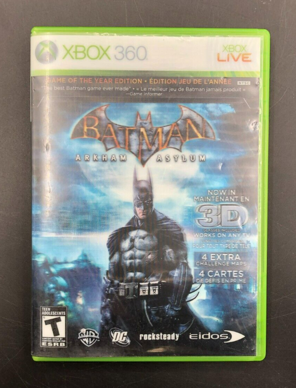 Batman: Arkham Asylum - Game of the Year Edition 3D Cover (XBOX 360) w/ Manual
