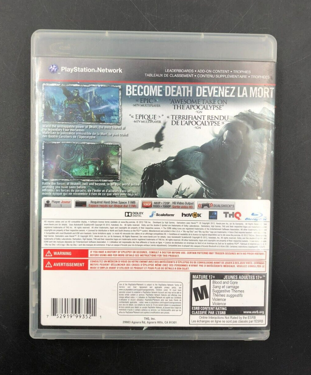 Darksiders II (PlayStation 3, PS3) w/ EN/FR Manuals