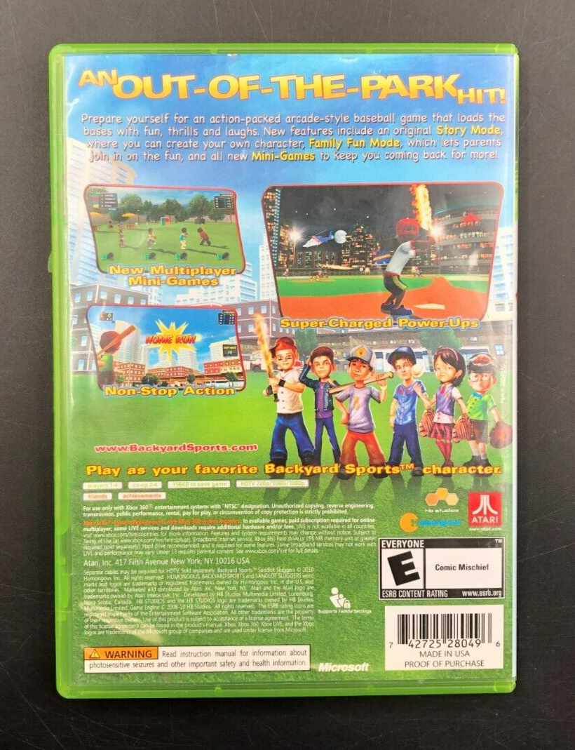 Backyard Sports: Sandlot Sluggers (XBOX 360) w/ Manual