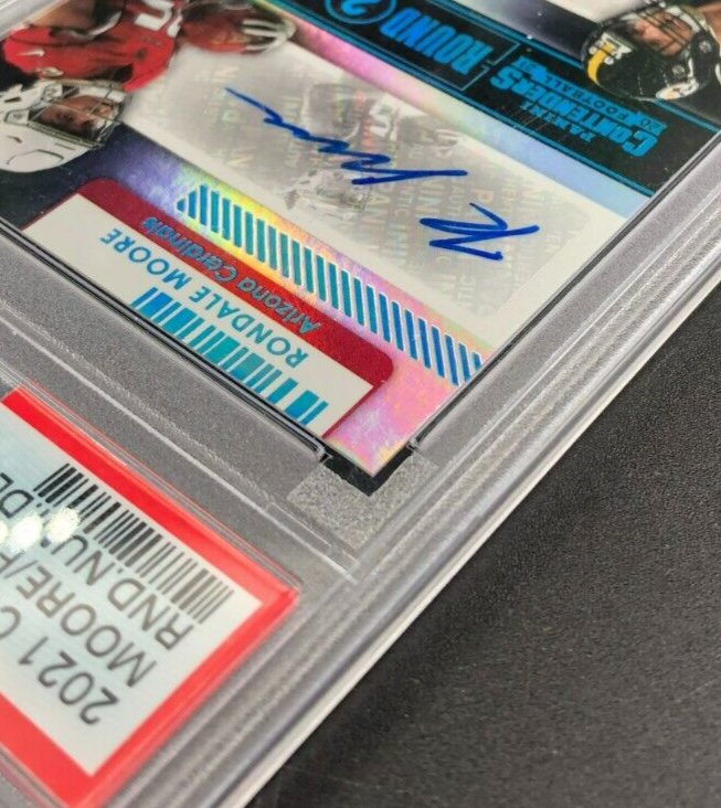 2021 Panini Contenders Round 2 #'s Moore/Freiermuth Dual Auto Platinum 1/1 PSA 8