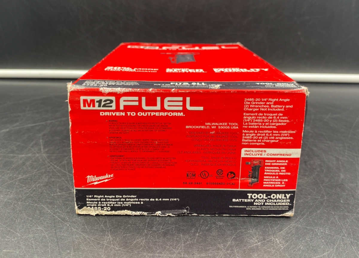 Milwaukee 2485-20 M12 Fuel 1/4" Right Angle Die Grinder (Tool-Only) - NEW