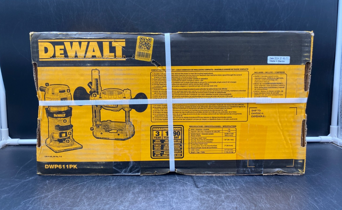 DeWalt DWP611PK Compact Router Fixed & Plunge Base Combo Kit - NEW