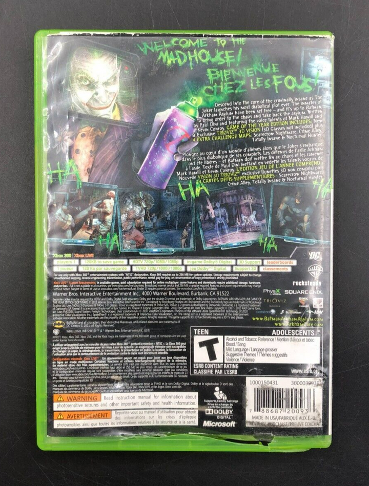 Batman: Arkham Asylum - Game of the Year Edition (XBOX 360) w/ Manual