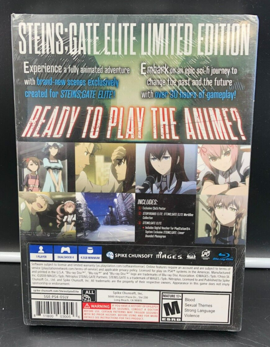 SPIKE CHUNSOFT PS4 - Steins; Gate ELITE Limited Ed. *BRAND NEW, SEALED*