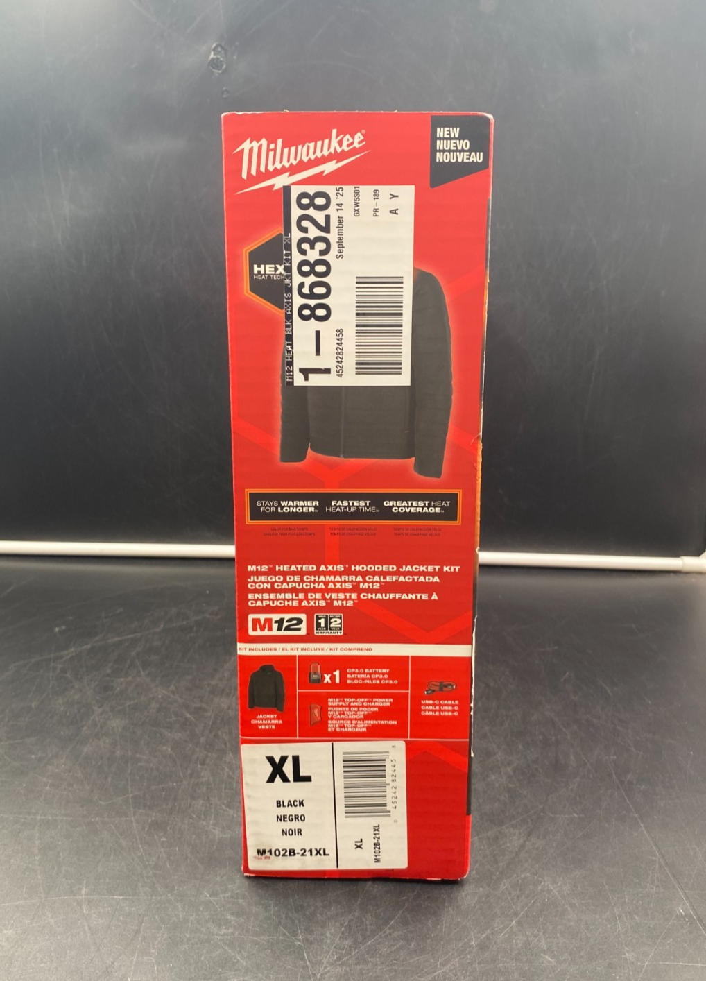Milwaukee M102B-21XL M12 Heated Axis Hooded Jacket Kit Black Size XL - NEW
