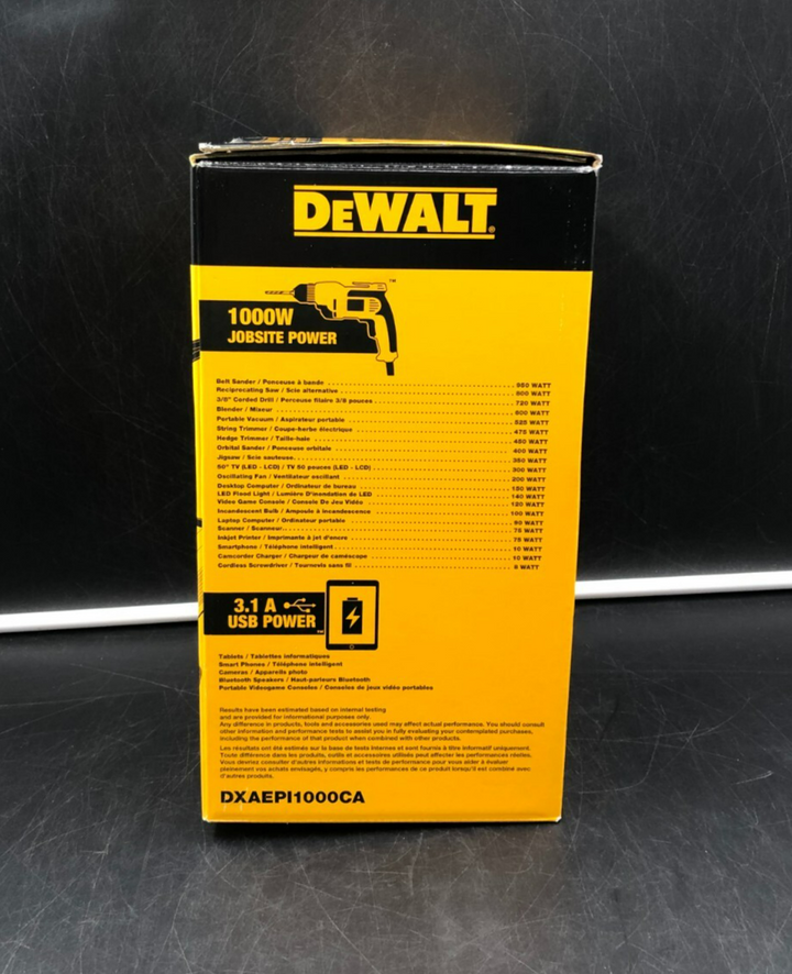 DeWalt DXAEPI1000CA 1000W Power Inverter - NEW OPEN BOX