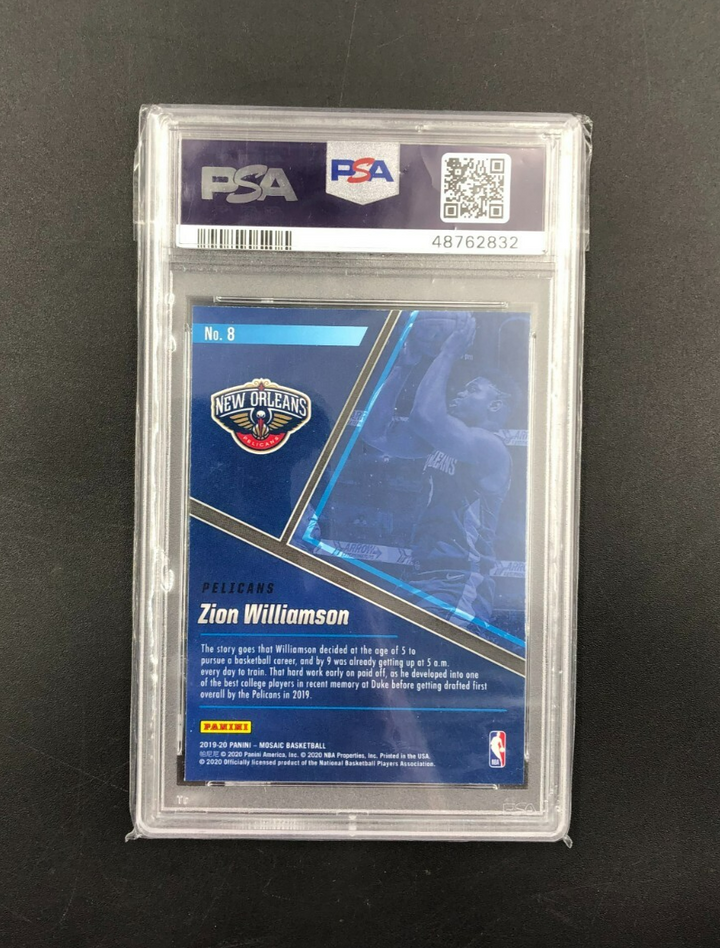 2019 Panini Mosaic Blue Chips Zion Williamson No. 8 PSA 10 GEM MINT
