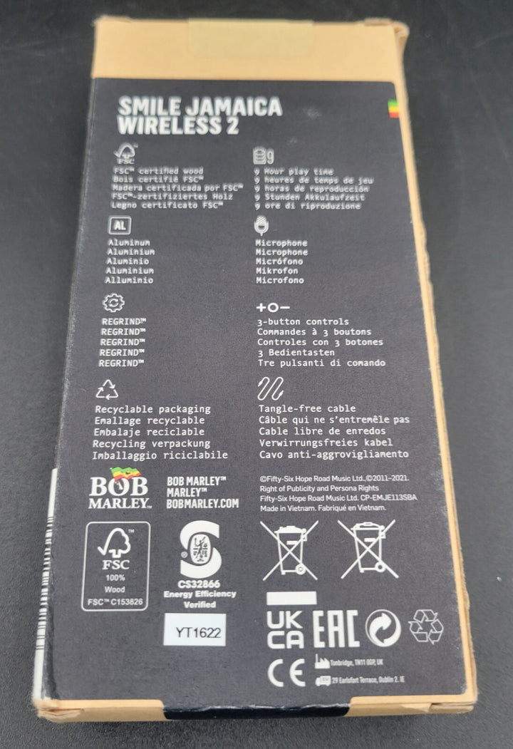 MARLEY BT Smile Jamaica Wireless 2 Headphones (Black) * BRAND NEW*