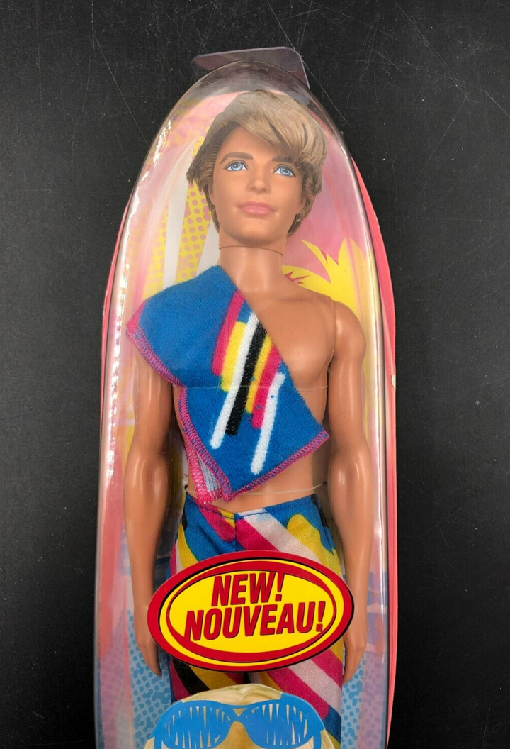 2010 Mattel: Barbie - Bath Play Beach Ken Doll with Striped Swim Trunks - NEW