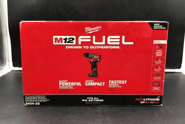 Milwaukee 3404-22 M12 Fuel 1/2" Hammer Drill/Driver Kit - NEW OPEN BOX
