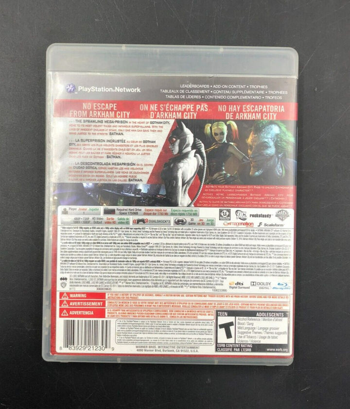 Batman: Arkham City (PlayStation 3, PS3) Complete w/ EN/FR Manuals + Inserts