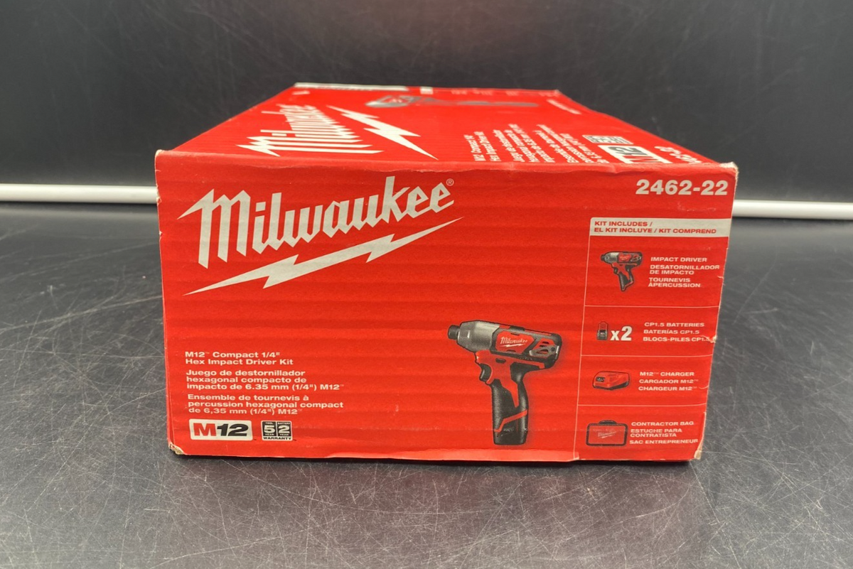 Milwaukee 2462-22 M12 RedLithium Compact 1/4" Hex Impact Driver Kit - NEW