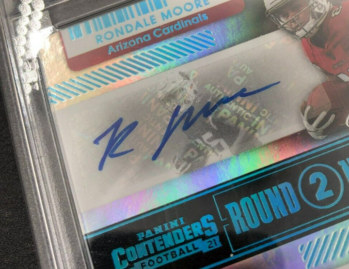 2021 Panini Contenders Round 2 #'s Moore/Freiermuth Dual Auto Platinum 1/1 PSA 8