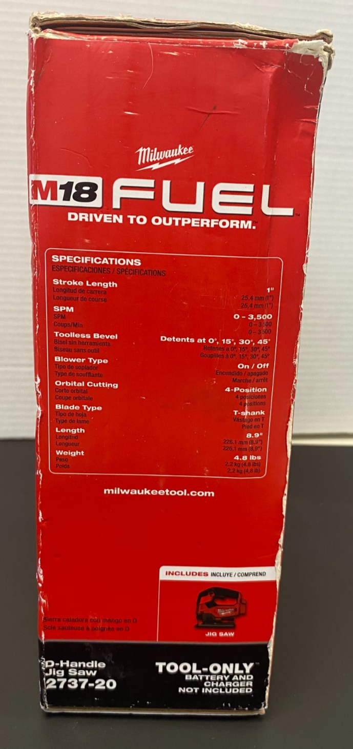 MILWAUKEE M18 FUEL D-HANDLE JIG SAW w/Box 2737-20 *USED, SEE PICS*