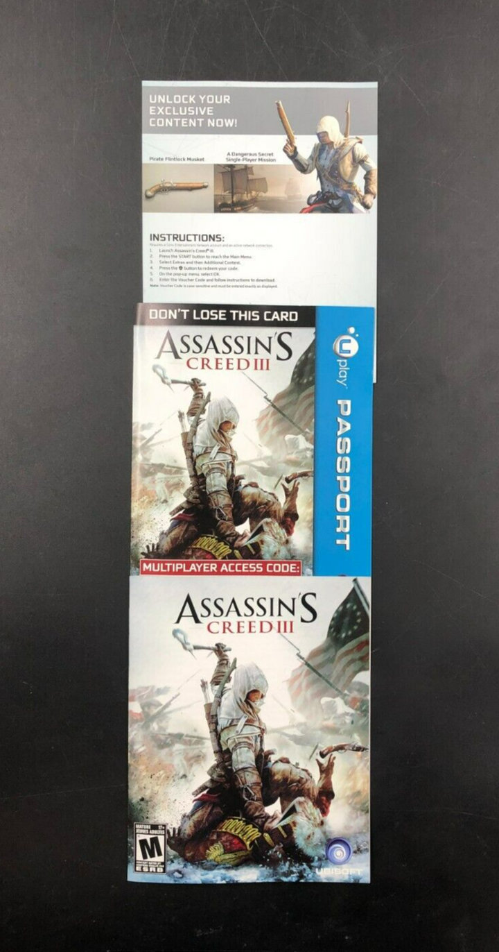 Assassin's Creed III - Signature Edition (PlayStation 3, PS3) w/ Manual + Insert