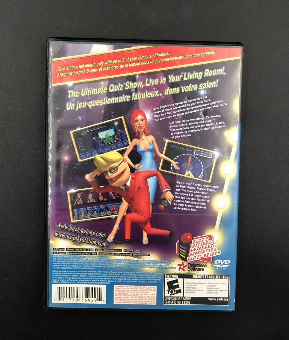 Buzz! The Mega Quiz (PlayStation 2, PS2) w/ EN/FR Manuals