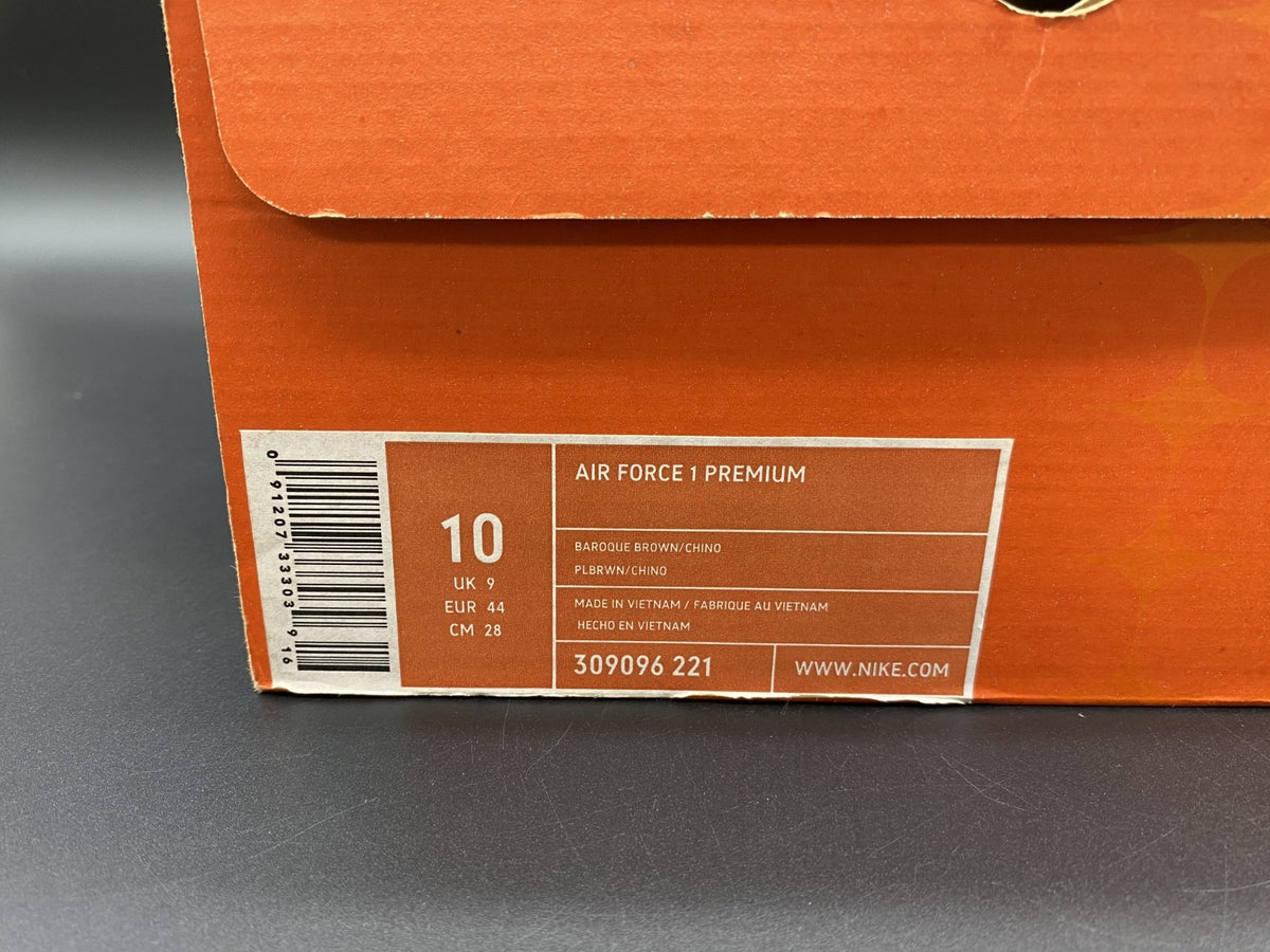 2005 *no insole* Nike Air Force 1 Mocha Chocolate Size 10 OG 309096-221