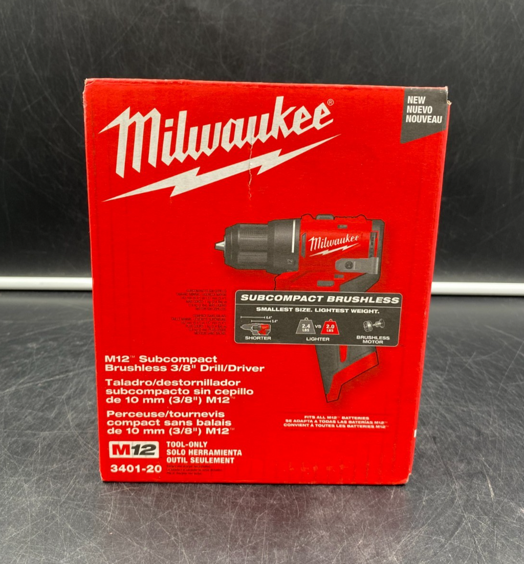 Milwaukee 3401-20 M12 Subcompact Brushless 3/8" Drill/Driver (Tool-Only) - NEW