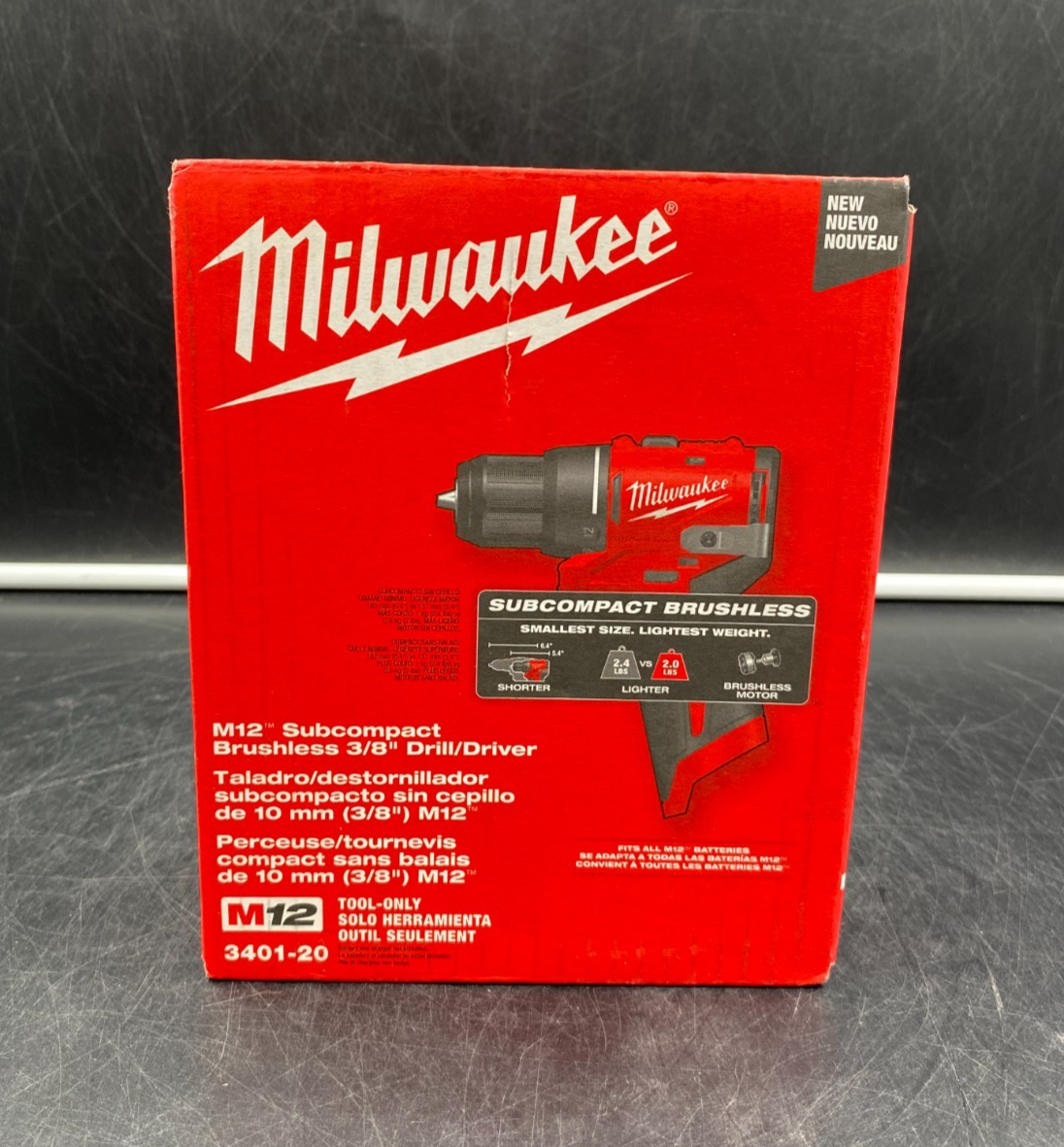 Milwaukee 3401-20 M12 Subcompact Brushless 3/8" Drill/Driver (Tool-Only) - NEW